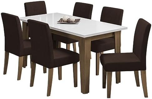 Conjunto de Mesa Sala de Jantar Miami com 6 Cadeiras Trieste Sued...