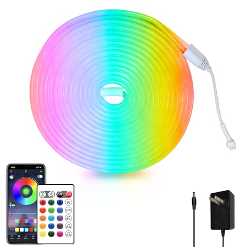 Image of segrass 16.4FT Led Neon Rope Lights Control with App /Remote,Flexible Led Rope Lights,Multiple Modes,IP65 Outdoor RGB Neon Lights Waterproof,Music Sync Gaming Led Neon Strip Lights for Bedroom Decor