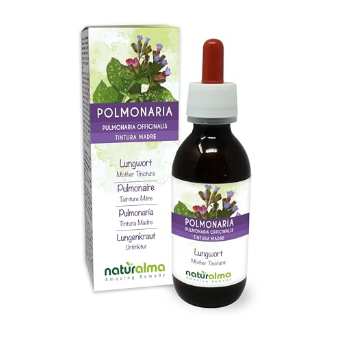 Pulmonaire officinale (Pulmonaria officinalis) herbe avec fleurs Teinture Mère sans alcool Naturalma - Extrait liquide gouttes 120 ml - Complément alimentaire - Végétalien ou végan