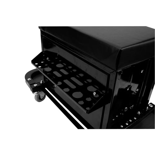 Image of Performance Tool W85025 3-Drawer Rolling Tool Chest Seat With Magnetic Side Trays, Black