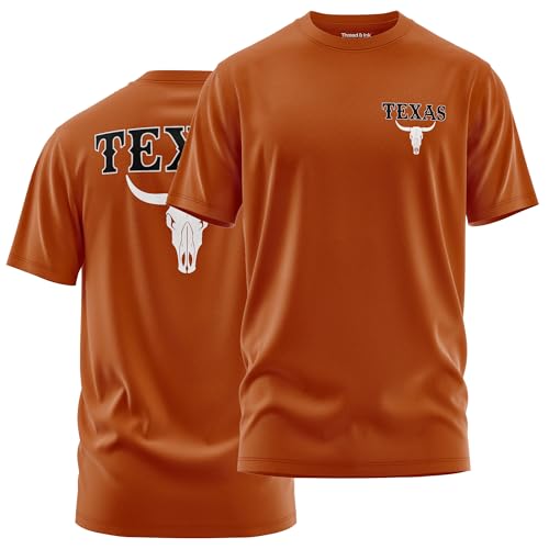 Texas Longhorn Inspired Shirt Collection Texas Shirt for Men Classic Fit Southern Style Apparel Tee Top (US Alpha X-Large Regular Regular Longhorn Skull Front & Back)