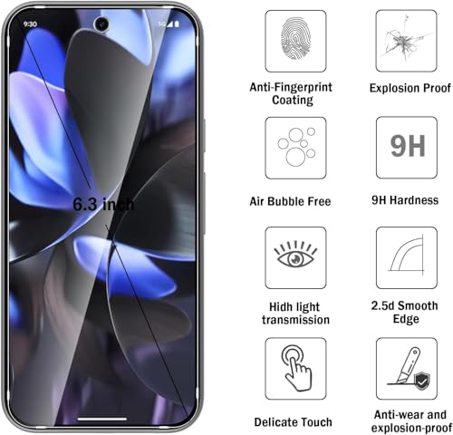 Image of Uyiton SHILD (Pack of 2) Tempered Glass Screen Protector for Google Pixel 9 / Pixel 9 Pro (6.3-inch) | 9H Hardness | 100% Fingerprint Unlock | HD Clarity | Easy Installation | Scratch Resistant