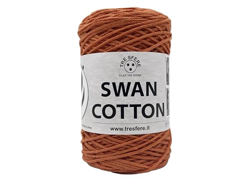 SWAN COTTON (2535 - Brick), yarn for bags, hats, baskets, underplates, clutch composition 70% recycled cotton 30% polyester, 250 g spool 250 m