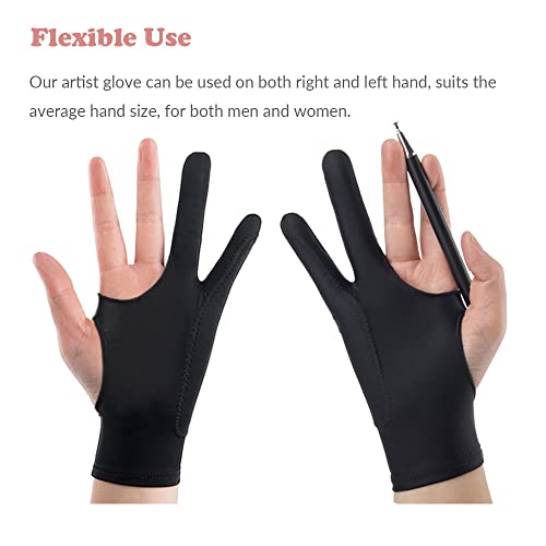 Picoggo Artist Gloves, 3-Layer Palm Rejection Drawing Gloves with Two Fingers for iPad, Paper Sketching, Smudge Guard (2 PCS, Large) - Image 6