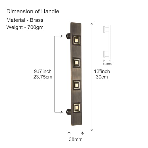 Image of COMPASS 12 inch Brass Main Door Handle | Door Handles for Main Door | Pull Handles for All The Doors of House | Office | Hotels | PH-257 (Pack of 1, Antique Finish)
