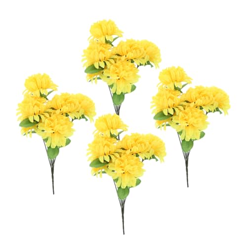 VALICLUD Bouquet Di Fiori Artificiali Crisantemi Gialli Per Decorazioni Cimitero Finti Realistici Resistenti Esterno Simulazione Per Cerimonie e Ricordi