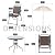 Shintenchi 6 Piece Patio Dining Set with Umbrella, Outdoor Furniture Set with 4 Folding Chairs and Tempered Glass Top Dining Table fot Lawn Backyard Garden Porch Brown