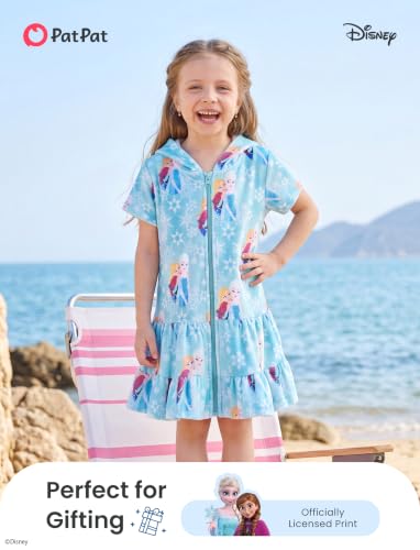 Image of Disney Princess Frozen Stitch Marvel Minnie Girl Swim Cover Up Terry Cloth Swimsuit Coverup Zip-up Bathing Suit Wrap Hooded