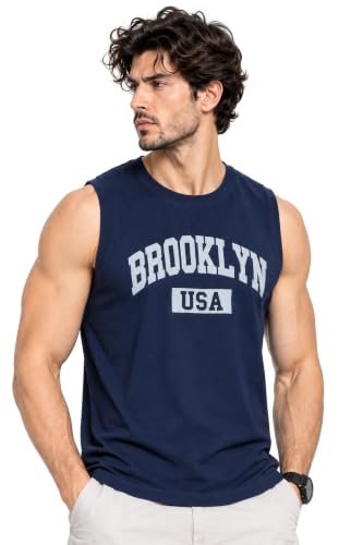 JUARI BE A GENTLEMAN Men's Sleeveless Tank Top Premium Cotton Ble...