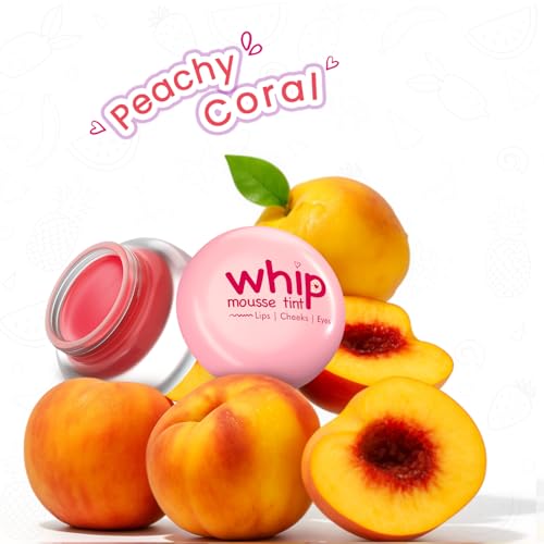Image of Glam21 Whip Mousse Tint 3-in-1 | Lip, Cheek & Eye Tint | Vitamin E, Jojoba Oil & Shea Butter | Waterproof, Long-Lasting, Highly Pigmented | Lightweight Travel-Friendly Makeup | 4gm Each | Combo Pack Of 2 (Peachy Coral&Cherry Red)