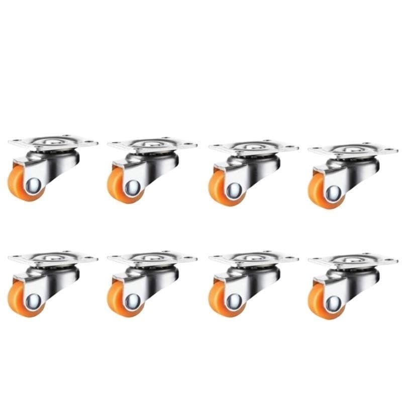 Universal-Möbelrolle weiche Gummi-Schwenkrolle(Orange,2PCS)