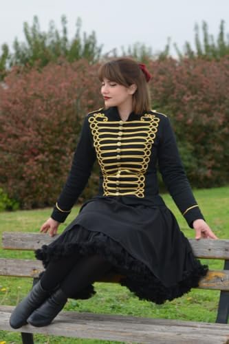 Ladies Emo Punk Goth Napoleon Military Drummer Parade Jacket (UK 8