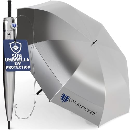 UV-Blocker UV Sun Protection Golf Umbrella - Double Canopy Vented Mesh (62')