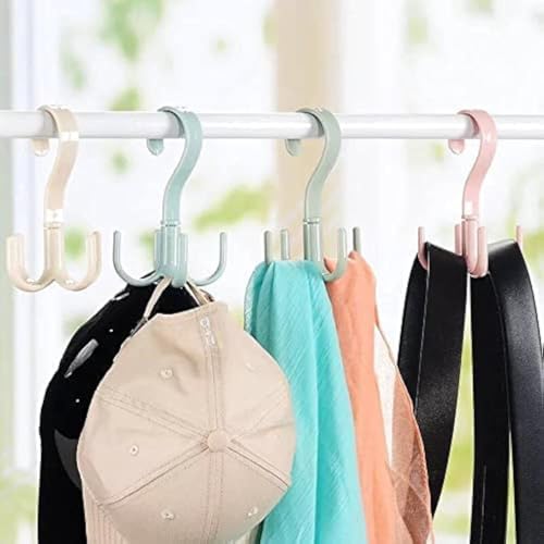 Image of Mechdel 2 PCS 360 Degree Rotatable Hook Closet Hanging Organizer Hangers, 360 Degree Rotating Closet Clothes Hangers with 4 Claws (Multicolor)