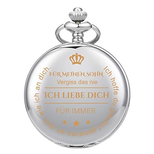 ManChDa Reloj de bolsillo con cadena grabada para hombre, regalo de un padre/una madre a un hijo, regalo de cuarzo, reloj de bolsillo negro/plata/bronce, 3. plata