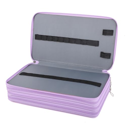 Image of Vomgomfom 300 Slots Marker Case 4-Layer PU Leather, Handle, Purple