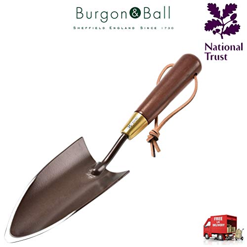 National Trust Burgon & Ball Carbon Steel Bronze Gardening Hand Trowel Dark Wood Handle