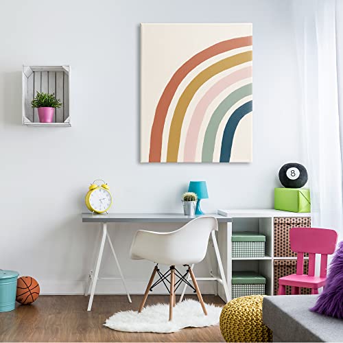 Stupell Industries Half Arch Children's Rainbow Boho Toned Stripes Canvas Wall Art, 36 x 48, Multi-Color2