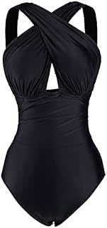 Cupshe Fashion Women's Black Front Cross One-piece Padding Swimsuit (XXL), Black