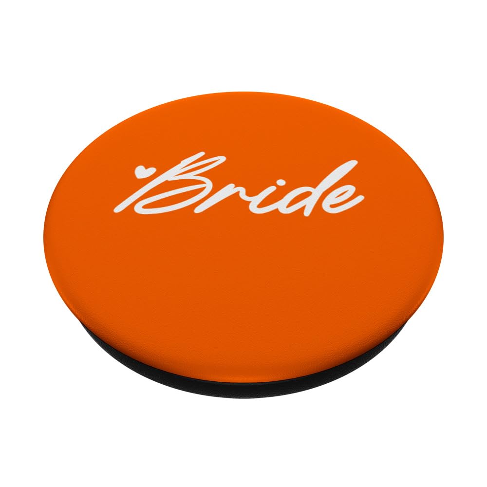 White Orange Heart Bride PopSockets Adhesive PopGrip, Black - Image 2