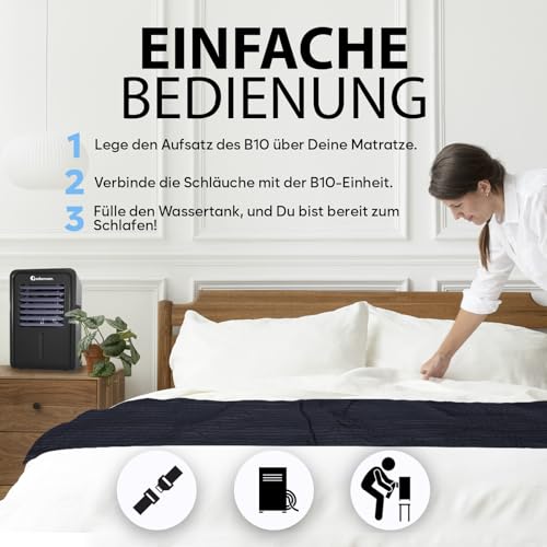 Adamson B10 kühlende Matratzenauflage – Twin 190x100 cm – 100% Baumwolle – Kühlmatte Bett für ruhigen, erholsamen Schlaf – Ideal für heiße Schläfer – Energiesparendes Design
