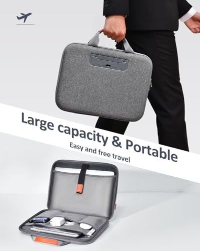 Image of Hard Laptop Case 14 Inch for HP Dell Lenovo ASUS Acer - 2 in 1 Laptop Sleeve & Lap Desk with Stopper and Book Clip - Shockproof Waterproof 15.3 MacBook Air M4 M3 Case - Gray
