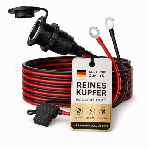 RGBer Zigarettenanzünder 12V Steckdose|Zigarettenanzünder Steckdose mit Kabel Sicherung & Ringösen|Einbau Zigarettenanzünder Steckdose für Motorrad Wohnmobil Boot