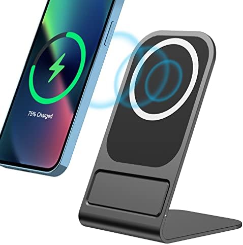 Magnetic Wireless Charger Compatible with Magsafe Fast Charging Dock 15W Mag-Safe Charger Stand for iPhone 14 13/12/11/XS/XR Aluminium Alloy Charging Station Compatible with Samsung Galaxy S21/20/10/9