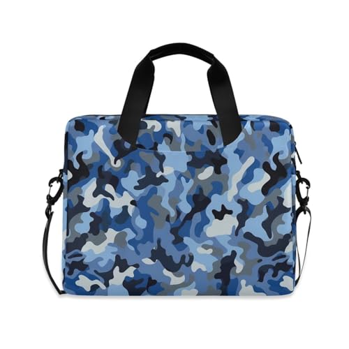 Maletín para portátil 15.6" con correa y asa azul camuflaje miniatura 1