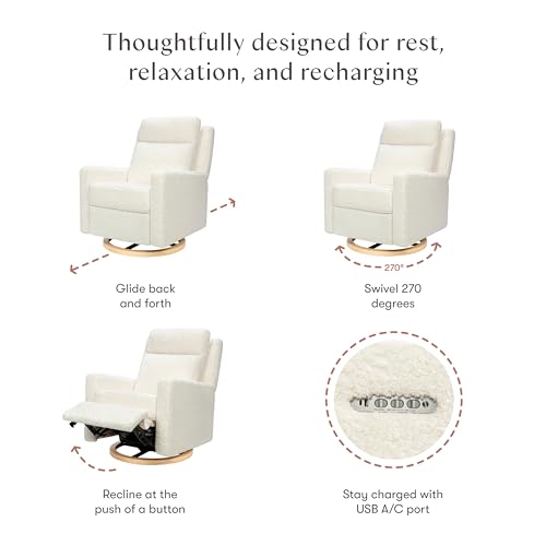 Image of babyletto Sigi Pro Power Recliner and Swivel Glider with in Cream Shearling