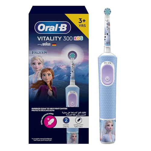 Oral-B Vitality 300 Rechargeable Kids 3+ Years Tooth brush Frozen D103.413.2K - 2 Cleaning Modes Pro Timer Long Lasting Rechargeable Battery - Blue