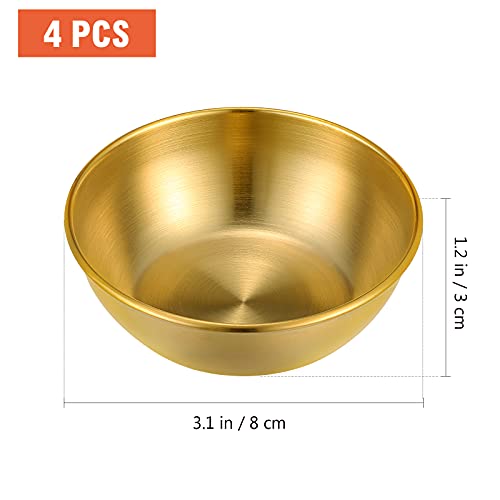 Hemoton 4Pcs Stainless Steel Dip Bowls Round Seasoning Dishes Sushi Dipping Bowl Saucers Bowl Mini Appetizer Plates Seasoning Dish Saucer Plates Gold #TOP2