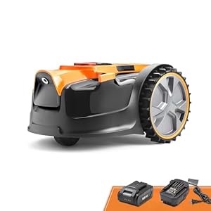 Lawnmaster OcuMow®16 Robot Tondeuse sans Fil pour Tondeuse à Gazon autopropulsée jusqu'à 80 ㎡ avec Batterie 2Ah Modèle Compact pour débutant sans câble de délimitation