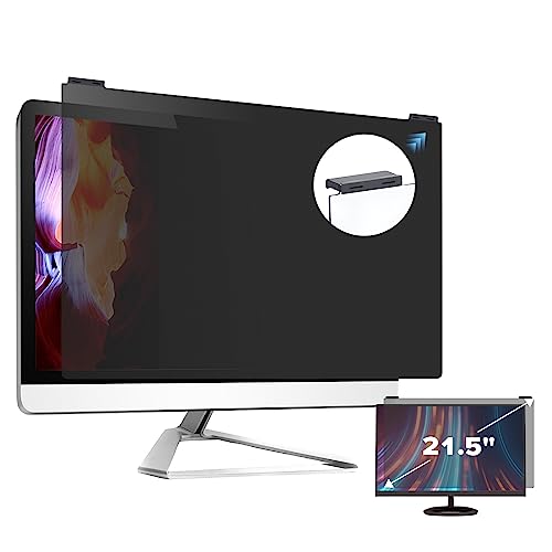 Image of Computer Privacy Screen Filter 21.5 Inch, 9H Hardness Hanging Computer Screen Privacy Shield Compatible with 16:9 Widescreen Monitor, Eye Protection and Blue Light Blocks