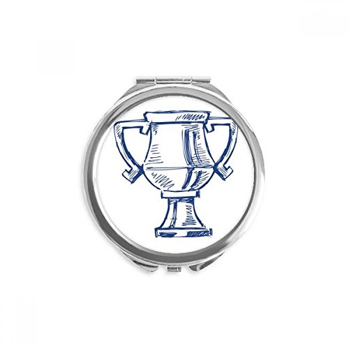 Miroir de poche portable football bleu pour retouches au stade