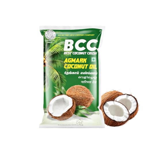 Image of GOLD COIN Agmark Coconut Oil 1L Pouch | 100% Pure Edible Grade | No Chemicals | Medium Chain Fatty Acids | Boosts Immunity | Leak-Proof HDPE Pack | Natural Coconut Aroma