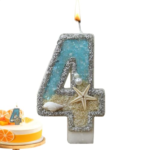 Velas de cumpleaños – Velas de cumpleaños con números | Velas temáticas para tartas con estrellas de mar azules del 0 al 9, ideales para decoración de pasteles, fiestas de cumpleaños y celebraciones