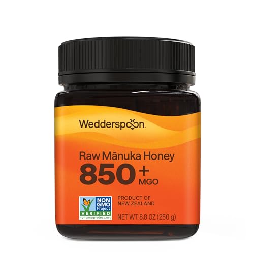 Wedderspoon Raw Premium Manuka Honey, 850+ MGO, 8.8 Oz, Unpasteurized New Zealand Honey, From Our Hives to Your Home
