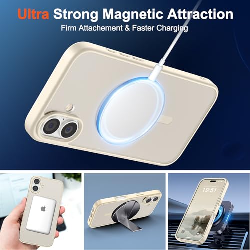 Image of SUPFINE Magnetic for iPhone 17 Case (Compatible with MagSafe)(Military Grade Drop Protection) Translucent Matte Shockproof with Anti-Fingerprint Phone Cover,Antique White