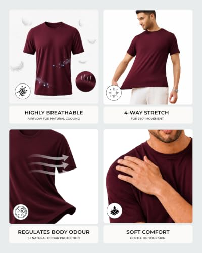Image of Wellbi Bamboo Men's Tshirt - Ultra-Soft, Breathable & Sustainable | Premium Cotton Blend for Supreme Comfort | Stylish & Eco-Friendly T-Shirt for Men | Tshirt Men Cotton