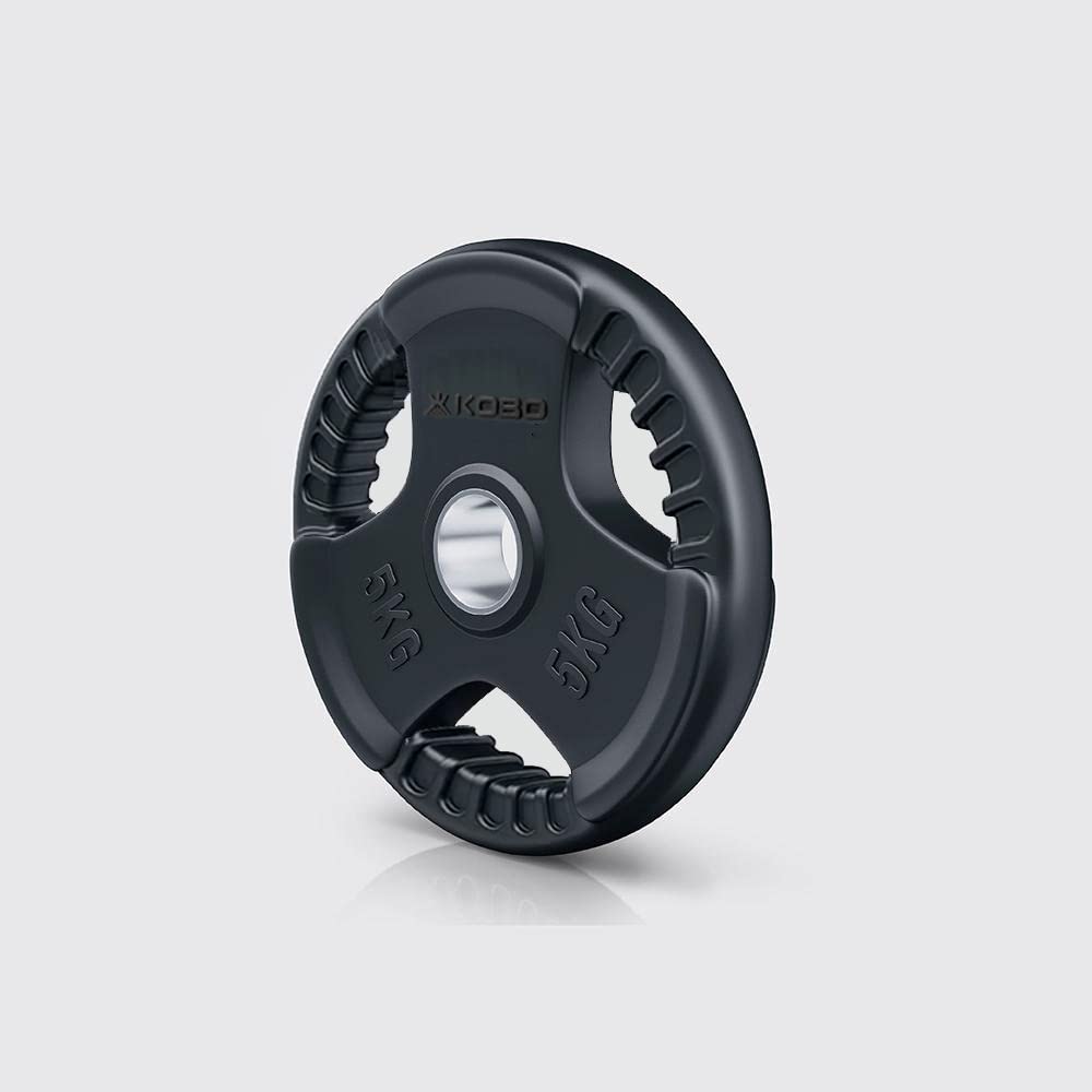 Kobo 5 Kg (51 mm) Olympic Barbell Fitness Rubber Coated Tri-Grip Olympic Plate & Integrated Metal Grip Rubber Weight Plates - Sold in Pairs (5 Kg x 2 = 10 Kg) (Imported) (B076BT8BQ9) Amazon Price History, Amazon Price Tracker
