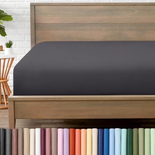 Bare Home Queen Fitted Sheet - 1800 Ultra-Soft (Queen, Forged Iron Grey)