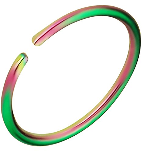 Forbidden Body Jewelry 20g 10mm Surgical Steel Rainbow Seamless Nose Ring & Cartilage Hoop with Comfort Round Ends
