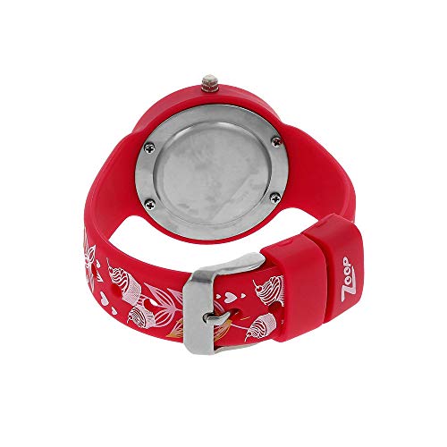 Zoop Travel Quartz Analog White Dial Red Plastic Strap Watch for Kids - NT26006PP01W