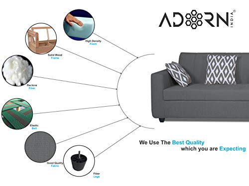 Image of Adorn India Rio Highback L Shape 6 Seater Corner Sofa Set (Grey) (3 Year Warranty)