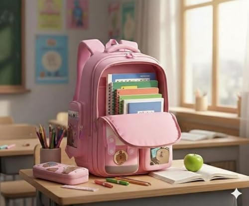 Image of Girls School Backpack Cute Pink Pastel Gradient Bag with Multiple Compartments Lightweight Durable Bookbag for Kids Students (purple bag)