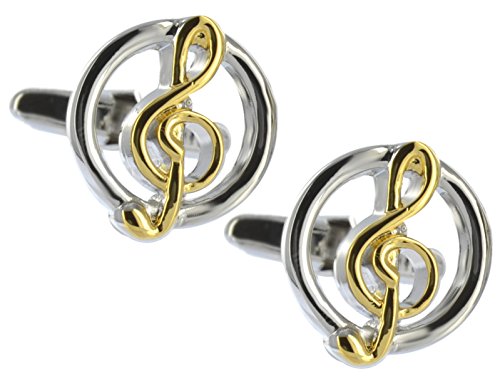 Cufflinks Direct Partitura de Plata y Oro Clave de Sol Diseño Gemelos de Regalo para Hombre (Gemelos con Bolsa De Regalo) Cover