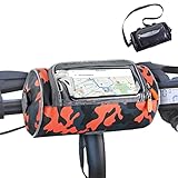 Fahrradtasche Fahrrad Lenkertasche wasserdicht 7,2” Touchscreen Handyhalterung 3,7L Großer Kapazität E Bike Scooter Tasche Oberrohrtasche Rahmentasche Gepäckträger (Orange)
