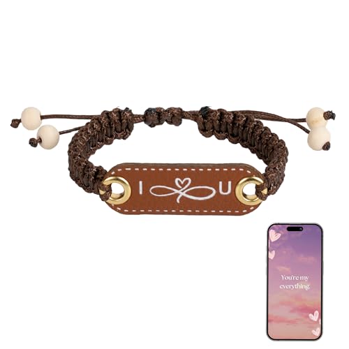 AMAQUANG NFC Matching Bracelets for Couples, Adjustable Couples Bracelets for Men, Boyfriend, Girlfriend, Husband, Wife, Gifts for Him, Gifts for Her, I Love You (Set 1)