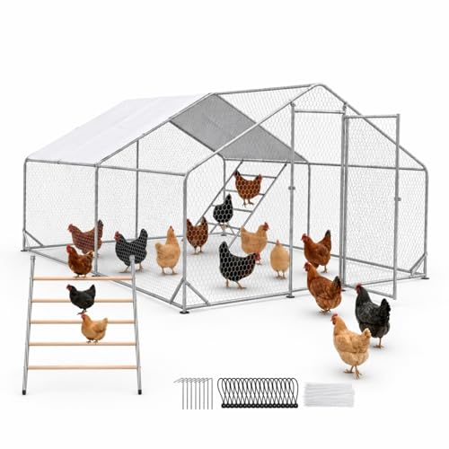 Image of Heavy Duty Metal Chicken Coop with Hardware Cloth (117.99 inch L x 118.01 inch W x 78 inch H)